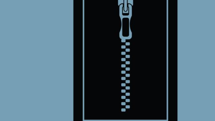 Phone with a closed zipper on the screen